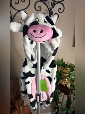 Cute Cow Hooded Plush Costume - Pink & Black Spots